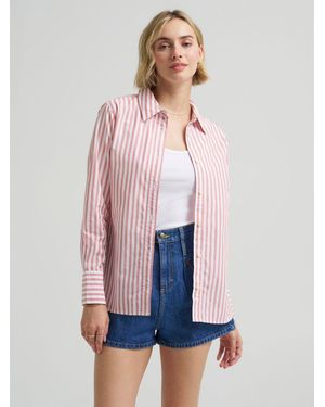 Lee Jeans Womens Classic Pocketless Button Down Shirt - White