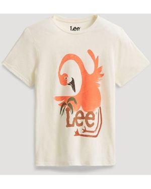 Lee Jeans Womens Flamingo Graphic T-shirt - White