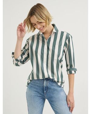 Lee Jeans Womens Boyfriend Button Down Shirt - Blue