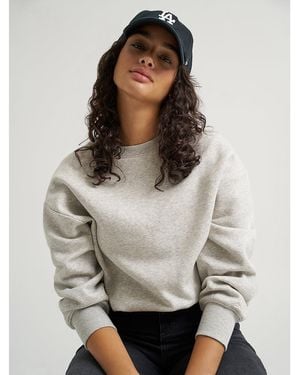 Lee Jeans Womens Solid Crew Neck Sweatshirt - Gray
