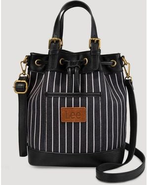 Lee Jeans Womens Striped Bucket Backpack - Black