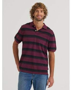 Lee Jeans Mens Stripe Mini Pique Polo Shirt - Red