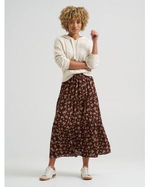 Lee Jeans Womens Long Tiered Skirt - Brown