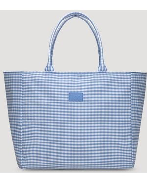 Lee Jeans Womens Gingham Tote Bag - Blue