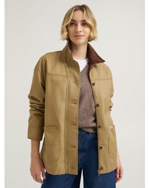Lee Jeans Womens Premium Flannel Lined Chore Coat - Natural