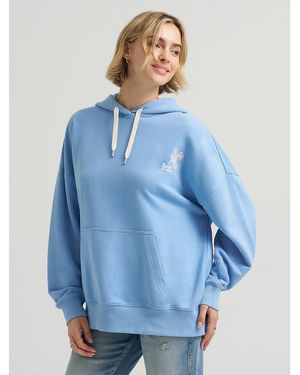 Lee Jeans Womens Poppy Flowers Logo Hoodie - Blue