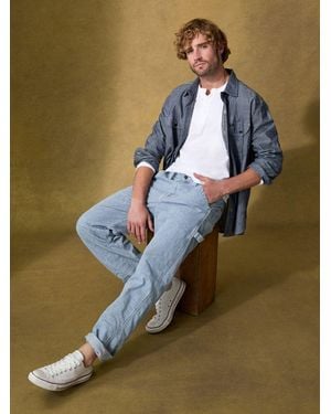 Lee Jeans Mens 101 Stripe Workwear Carpenter Jeans - Blue
