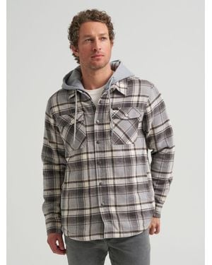Lee Jeans Mens Hooded Sherpa Lined Shirt Jacket - Gray