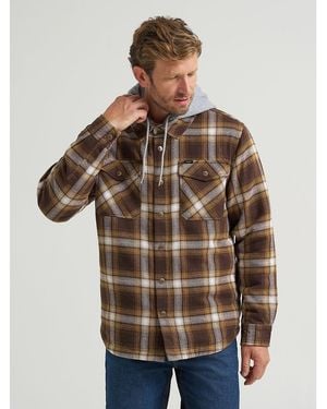Lee Jeans Mens Hooded Sherpa Lined Shirt Jacket - Brown