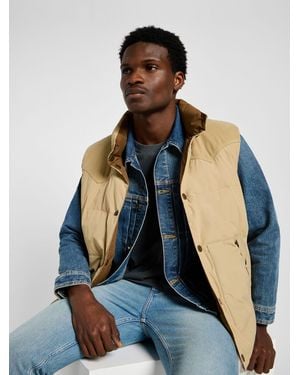 Lee Jeans Mens Reversible Western Puffer Vest - Blue