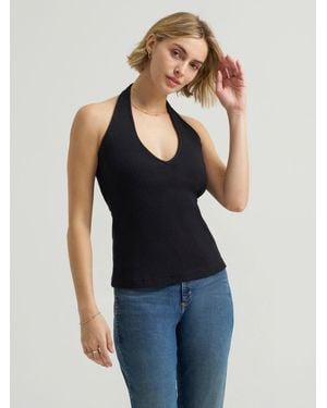 Lee Jeans Womens Rib Knit Halter Top - Blue