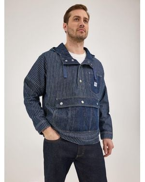 Lee Jeans Mens Railroad Stripe Denim Anorak - Blue