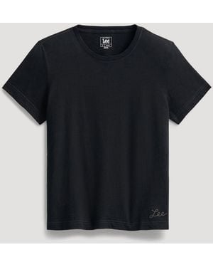 Lee Jeans Womens Solid Crew Neck T-shirt - Blue
