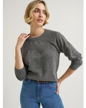 Lee Jeans Womens Wool Blend Solid Sweater - Gray