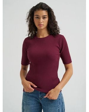 Lee Jeans Womens Fitted Rib Knit T-shirt - Purple