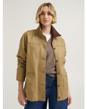Lee Jeans Womens Premium Flannel Lined Chore Coat - Natural