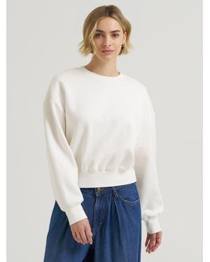 Lee Jeans Womens Solid Crew Neck Sweatshirt - White
