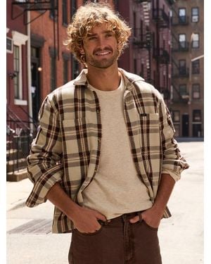 Lee Jeans Mens Relaxed Fit Plaid Overshirt - Brown
