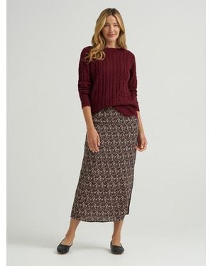 Lee Jeans Womens Midi Skirt With Side Slit - Red