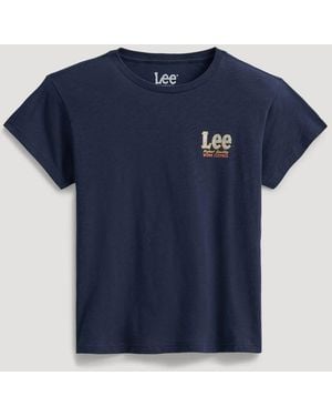 Lee Jeans Womens Highest Quality Work Clothes Logo T-shirt - Blue