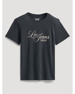 Lee Jeans Womens 1889 Script Logo T-shirt - Black