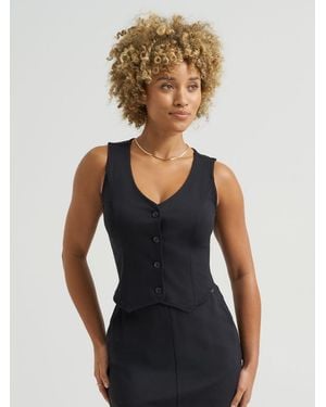 Lee Jeans Womens Knit Button Down Vest - White