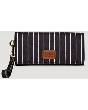 Lee Jeans Womens Stripe Wristlet Trifold Wallet - White