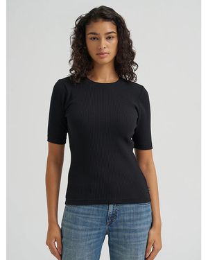 Lee Jeans Womens Fitted Rib Knit T-shirt - Black