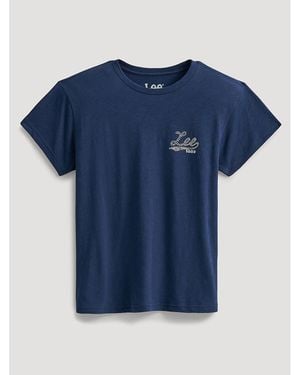 Lee Jeans Womens Lasso Script Logo T-shirt - Blue