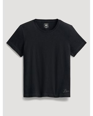 Lee Jeans Womens Solid Crew Neck T-shirt - Blue