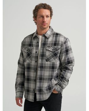 Lee Jeans Mens Sherpa Lined Flannel Shirt Jacket - Gray