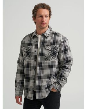 Lee Jeans Mens Sherpa Lined Flannel Shirt Jacket - Gray