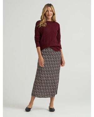 Lee Jeans Womens Midi Skirt With Side Slit - Red