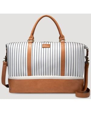 Lee Jeans Womens Striped Denim Duffle Bag - White