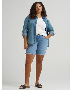 Lee Jeans Womens Legendary Relaxed Denim Bermuda Plus Size - Blue