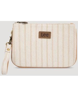 Lee Jeans Womens Stripe Logo Wristlet Wallet - Natural