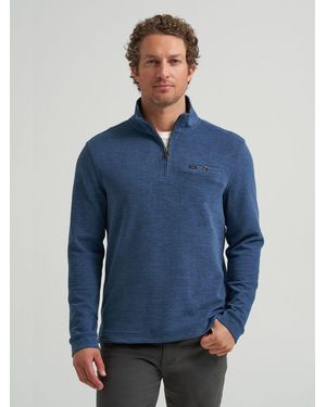 Lee Jeans Mens Ultra Soft Quarter Zip Mock Neck Sweater - Blue