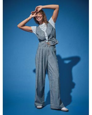 Lee Jeans Womens Loose Pleated Trouser Pants - Blue