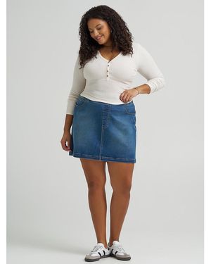 Lee Jeans Womens Pull On Denim Skort Plus Size - Blue