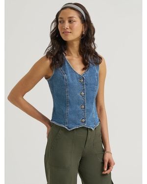 Lee Jeans Womens Tailored Denim Vest - Blue