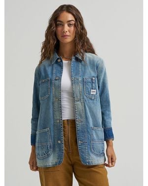Lee Jeans Womens Denim Utility Chore Jacket - Blue