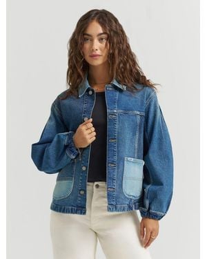 Lee Jeans Womens Patched Denim Chore Jacket - Blue