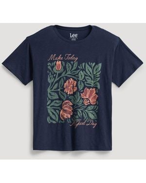 Lee Jeans Womens Good Day Graphic T-shirt - Blue
