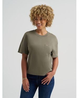 Lee Jeans Womens Solid Logo Pocket T-shirt - Green