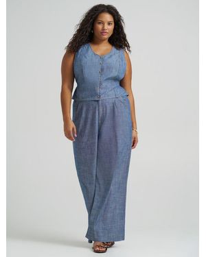 Lee Jeans Womens Loose Pleated Trouser Pants Plus Size - Blue