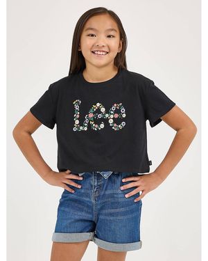 Lee Jeans Girls Drop Shoulder Crop Logo T-shirt - Black
