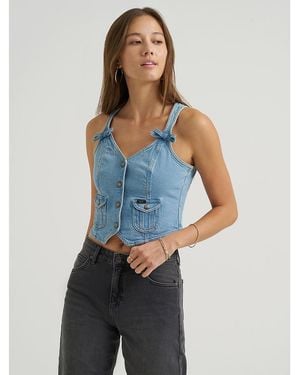 Lee Jeans Womens Denim Bow Vest - Blue