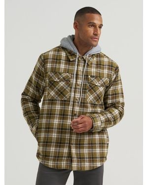 Lee Jeans Mens Hooded Sherpa Lined Shirt Jacket - Multicolor