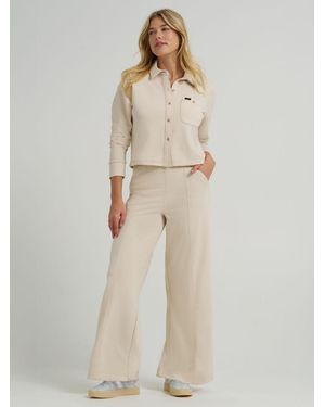 Lee Jeans Womens Wide Leg Pull On Knit Pants - Natural
