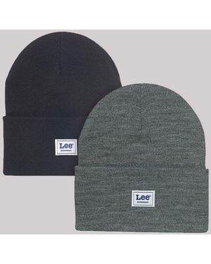 Lee Jeans Workwear Logo Patch Beanie Set - Gray